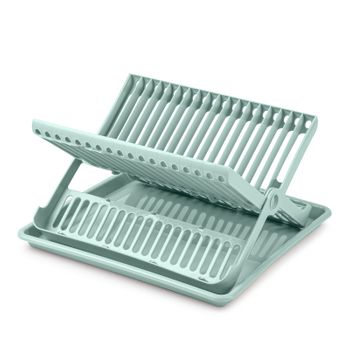 Plastic Forte - Escurreplatos Plegable De 2 Niveles Con Bandeja Recogedora. Verde