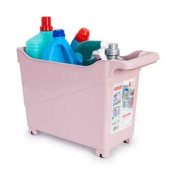 Plastic Forte - Cesta Organizadora Con Ruedas Nº 3. Ideal Bajo Fregadero. Rosa