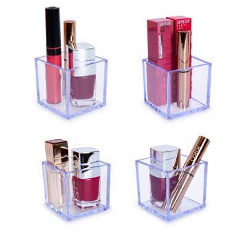 Plastic Forte - Set De 4 Cajones Organizadores De Cosmética Cuadrados. Transparentes