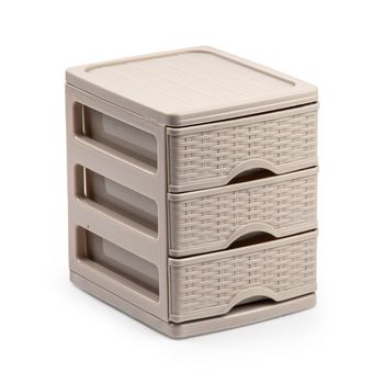 Plastic Forte - Cajonera Pequeña Turia Mimbre En Plástico. Colección Rattan Marrón