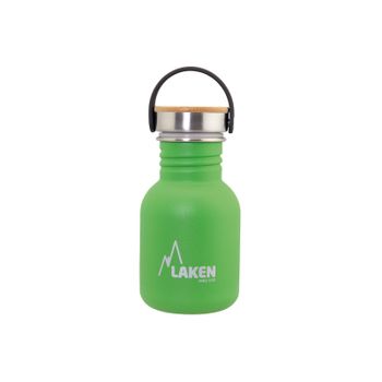 Laken Basic Steel Bambú - Botella De Agua 0.35l En Acero Inoxidable Con Asa. Verde