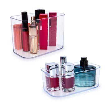 Plastic Forte - Set De 2 Bandejas Organizadoras De Cosmética. Transparentes