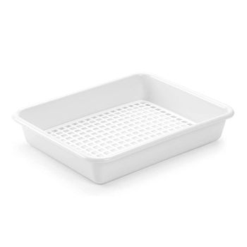 Plastic Forte - Bandeja Rectangular Para Descongelar Alimentos Con Rejilla. Blanco