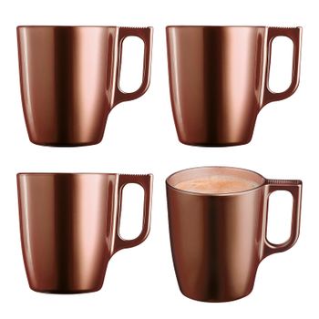 Luminarc Flashy - Juego De 4 Tazas De Desayuno De 25 Cl En Vidrio Templado. Chocolate