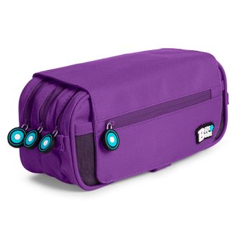 Grafoplás - Estuche Portatodo Triple Con Solapa Para Material Escolar. Violeta