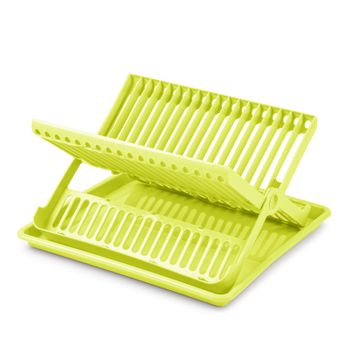 Plastic Forte - Escurreplatos Plegable De 2 Niveles Con Bandeja Recogedora. Pistacho