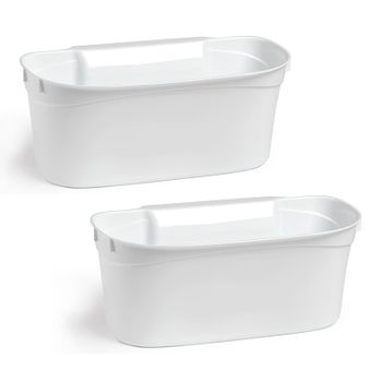 Plastic Forte - Lote De 2 Cestas Recogedoras Para Cocina Multiusos Colgantes. Blanco