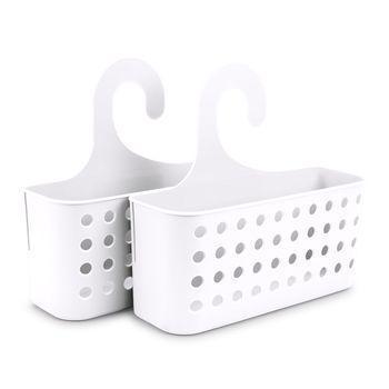 Plastic Forte - Juego De 2 Cestas Organizadoras De Ducha Colgantes. Blanco