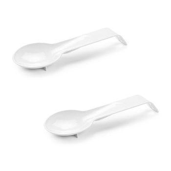 Plastic Forte - Juego De 2 Reposa Cucharas De Cocina Con Mango Antideslizante. Blanco