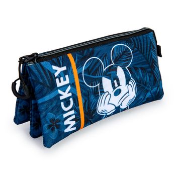 Disney Mickey Mouse - Estuche Escolar Triple Portatodo Con 2 Cremalleras. Azul