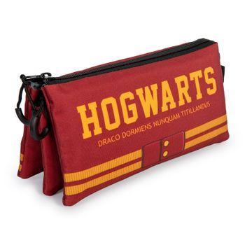 Harry Potter Gryffindor - Estuche Escolar Triple Portatodo Con 2 Cremalleras. Rojo