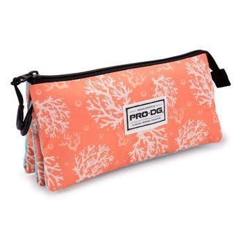 Prodg Surfcamp - Estuche Escolar Triple Portatodo Con 2 Cremalleras. Coral