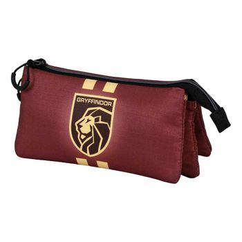 Harry Potter Gryffindor Eco- Estuche Escolar Triple Portatodo Con 2 Cremalleras. Burdeos