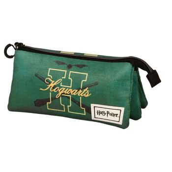 Harry Potter Howarsity Eco- Estuche Escolar Triple Portatodo Con 2 Cremalleras. Verde