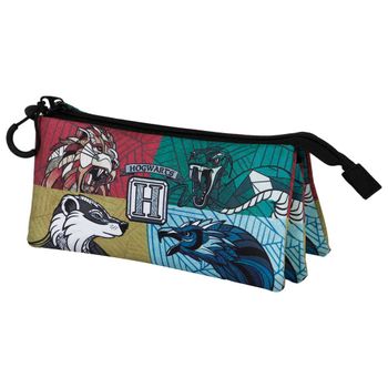 Harry Potter Magic Animals - Estuche Escolar Triple Portatodo Con 2 Cremalleras. Multicolo