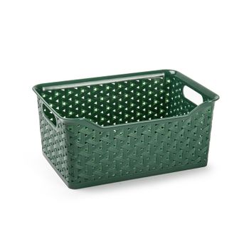 Plastic Forte Nature - Cesta Ordenación Rectangular 6l Ideal Navidad. Verde