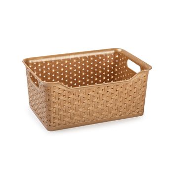 Plastic Forte Nature - Cesta Ordenación Rectangular 6l Ideal Navidad. Dorado