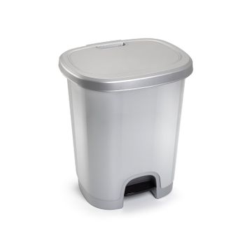 Plastic Forte - Cubo De Basura 18l Con Apertura De Pedal. Plata