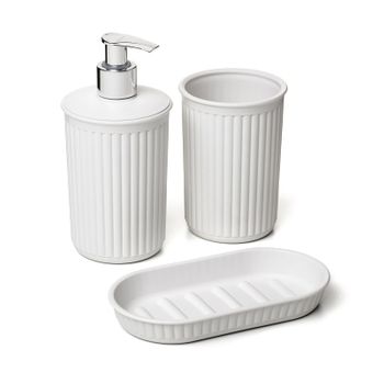 Tatay Baobab - Set De Baño De 3 Piezas En Plástico Pp05. Blanco Pergamon