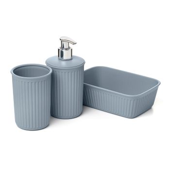 Tatay Boabab - Set Organización Baño De 3 Piezas En Plástico Pp05. Azul Mist