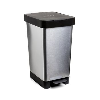 Tatay Smart - Cubo De Basura De 25l Con Doble Apertura Y Pedal Retráctil. Steel Gris