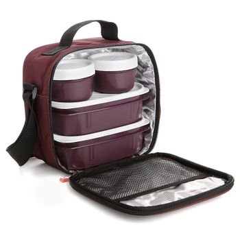 Tatay Urban Food Casual - Bolsa Térmica Porta Alimentos 3l Con Recipientes, Burdeos