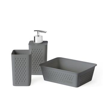 Tatay Bohol - Juego De Accesorios De Baño 3 Piezas En Plástico Reciclado. Gris Antracita