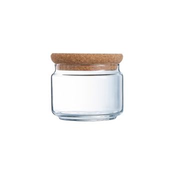 Luminarc Pure Jar - Bote Hermético Redondo De 0.5l En Vidrio Con Tapa De Corcho