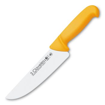 3 Claveles Proflex - Cuchillo Profesional Carnicero Ancho 18 Cm Microban. Amarillo