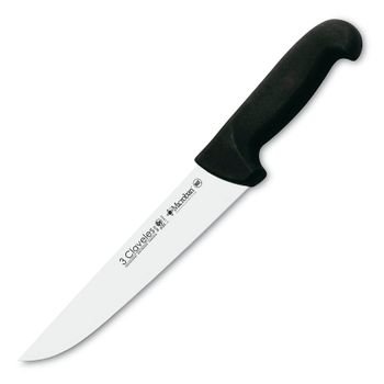 3 Claveles Proflex - Cuchillo Profesional Carnicero Ancho 24 Cm Microban. Negro