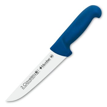 3 Claveles Proflex - Cuchillo Profesional Carnicero Ancho 20 Cm Microban. Azul