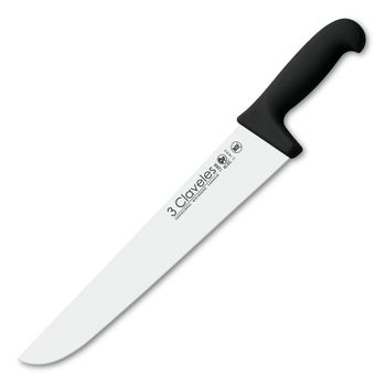 3 Claveles Proflex - Cuchillo Profesional Carnicero Ancho 30 Cm Microban. Negro