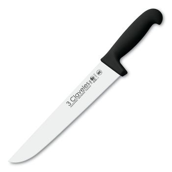 3 Claveles Proflex - Cuchillo Profesional Carnicero Ancho 25 Cm Microban. Negro