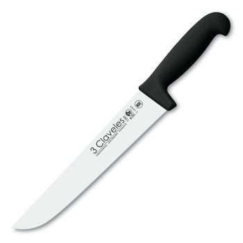 3 Claveles Proflex - Cuchillo Profesional Carnicero Ancho 22 Cm Microban. Negro