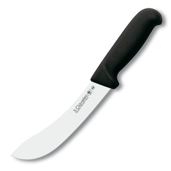 3 Claveles Proflex - Cuchillo Profesional Para Despellejar Curvo 18 Cm Microban. Negro