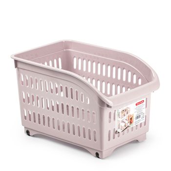 Plastic Forte - Cesta Organizadora Con Ruedas Nº 2. Ideal Armarios. Rosa