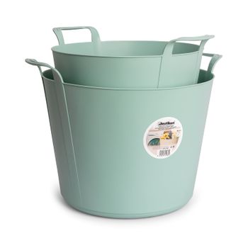 Plastiken Nature - Pack De Capazos Flexibles De 42l+26l Multiusos Con Asas. Menta