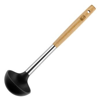 Bra Market - Cazo / Cucharón De Cocina En Acero Inoxidable, Silicona Y Madera