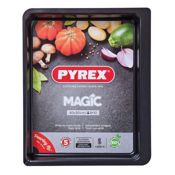 Pyrex Magic - Fuente Para Hornear Rectangular En Acero Antiadherente 40 X 31 Cm