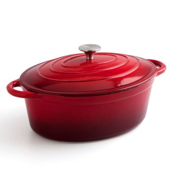 Bidasoa Fierro - Cocotte De Hierro Fundido Ovalado, Esmaltado En Color Rojo, 4.3l