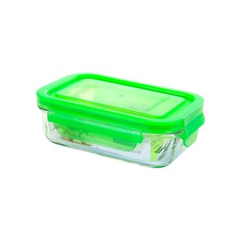 Glasslock Classic - Recipiente Hermético Rectangular De 0.4l En Vidrio Templado. Verde