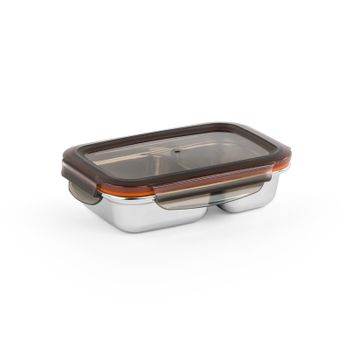 Cuitisan To Go - Recipiente Rectangular De 0.22l Con 2 Compartimentos En Acero Apto Microo