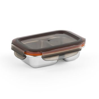 Cuitisan To Go - Recipiente Rectangular De 0.37l Con 2 Compartimentos En Acero Apto Microo