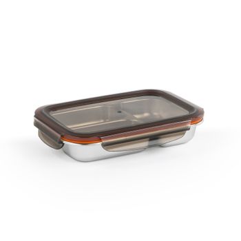 Cuitisan To Go - Recipiente Rectangular De 0.56l Con 3 Compartimentos En Acero Apto Microo