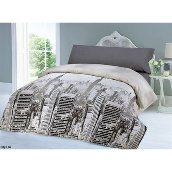 COTTON ARTean - Funda nórdica reversible RODILES microfibra gris 150x220  Cama de 90