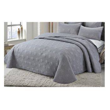 Cotton Artean- Colcha Bouti Noja Gris Cama 150 ( 250x260 Cm). Incluye 2 Fundas De Cojín 40 X 60