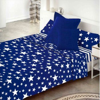 Juego De Sábanas Azul Cama 135x190/200 Cm Don Descanso Atenea con Ofertas  en Carrefour