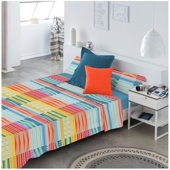 Cotton Artean - Juego De Sabanas Lines Ii Cama De 90 X 190/200. 100%  Algodón. con Ofertas en Carrefour