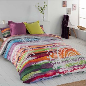 Funda Nordica Mandala Acuarela Algodón Poliéster Multicolor Cama 90