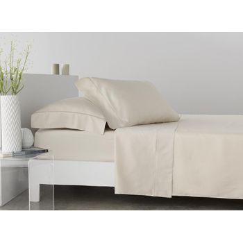 Juego De Sabanas De Saten  Algodon Egipcio De 300 Hilos Beige Cama De 135 X 190/200.  100% Algodon Egipcio Beige.